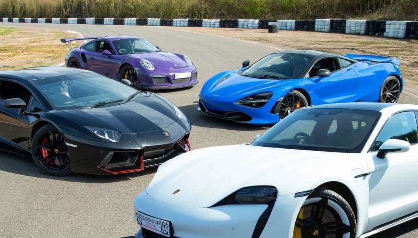 VIP Four Premium Supercar Drive with Hangar Tour, Lunch and High Speed Passenger Ride