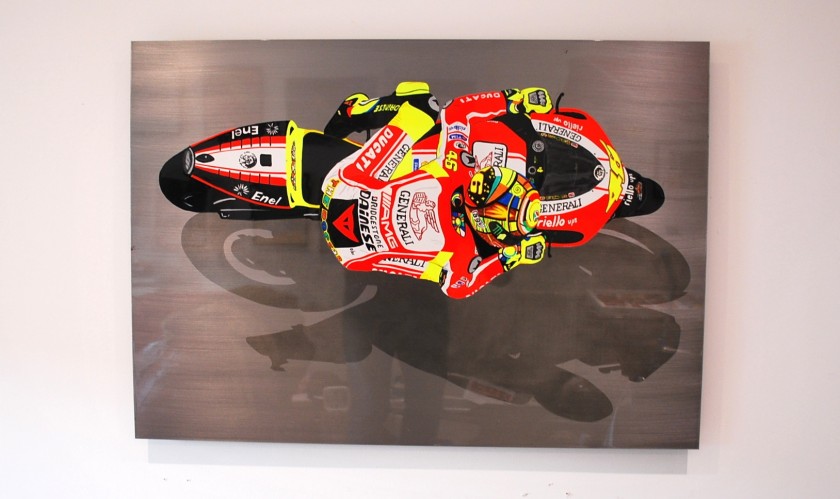 Valentino Rossi Ducati Original Steel Artwork by DrAutoArt