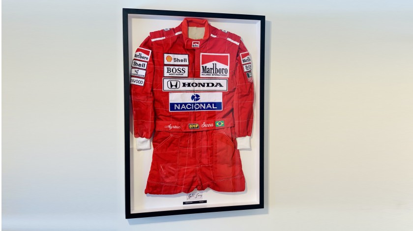 Ayrton Senna Signed and Framed McLaren Race Suit Replica