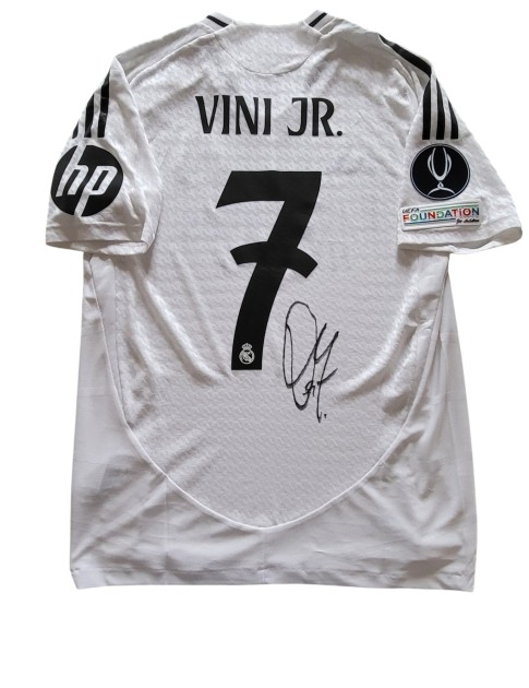 Maglia preparata Vinicius, Borussia Dortmund vs Real Madrid UEFA Finale SuperCup 2024 - Autografata