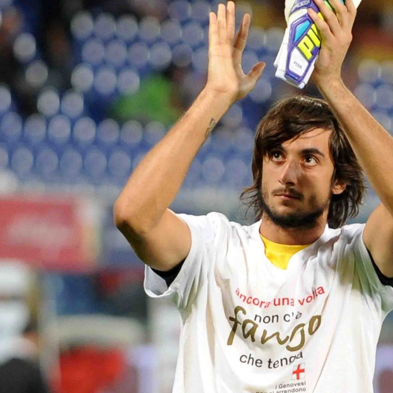 Perin match worn shirt “Non c’è fango che tenga” , Genoa–Empoli Serie A 2014/2015 - signed