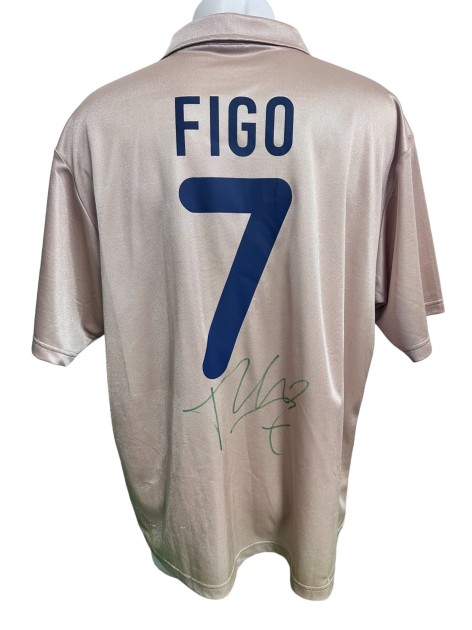 Figo Official Barcelona Signed Shirt, 2001/02