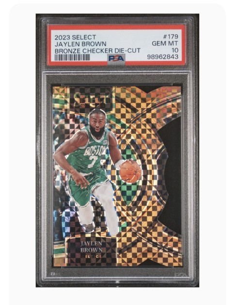 Carta collezionabile Boston Celtics Jaylen Brown Bronze Checker Die-Cut