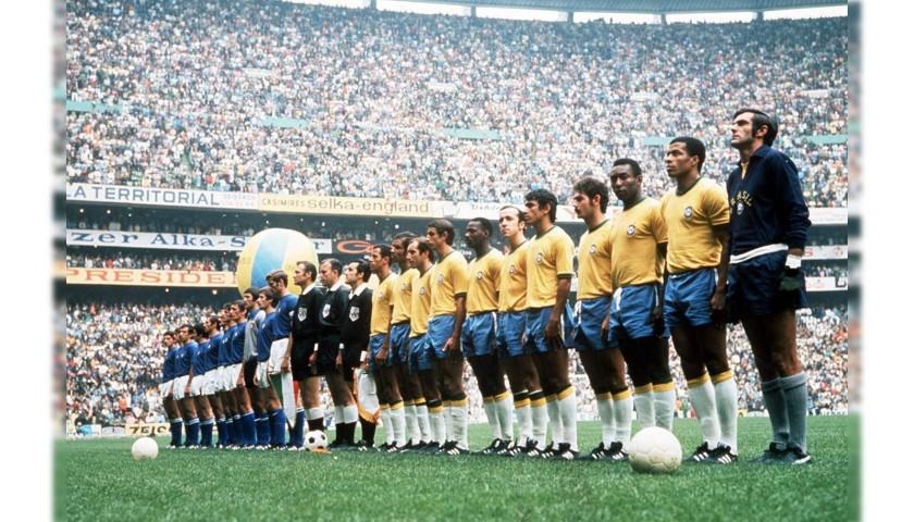 Pele's Brazil Signed Retro Shirt, 1970 - CharityStars