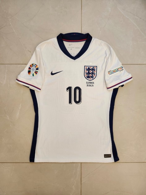 Jude Bellingham's England UEFA Euro 2024 Official Player Issued Shirt Vs Slovakia