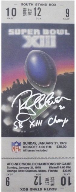 Rocky Bleier Signed Super Bowl XIII Wooden Ticket