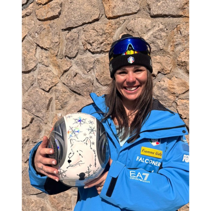 Nicole Delago's Customized Helmet, Women's Ski World Cup Tarvisio 2026