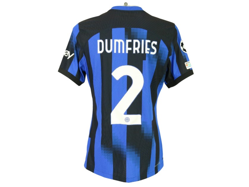 Dumfries's Inter Milan Match-Issued Shirt, UCL 2023/24