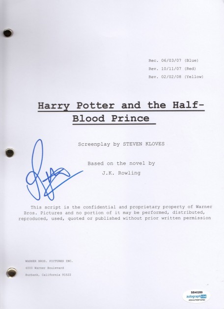 Rupert Grint as Ron Weasley Signed Harry Potter Script