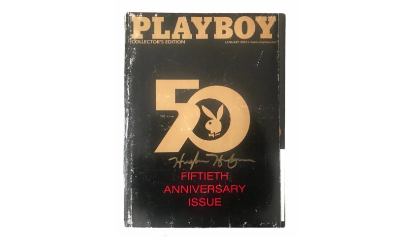 Hugh Hefner Signed 2004 50th Anniversary Playboy Magazine