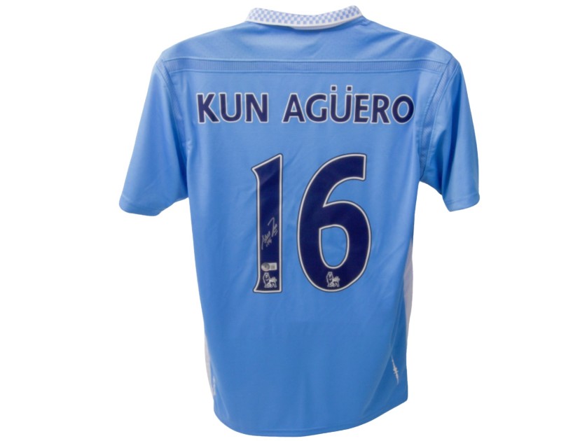 Sergio Aguero's Manchester City Signed Replica Shirt