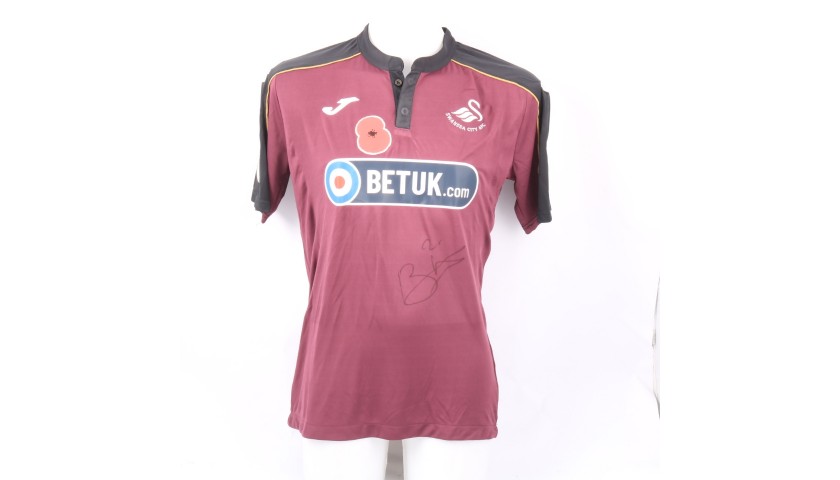 Wilfried's Swansea City Match-Worn and Signed Poppy Shirt