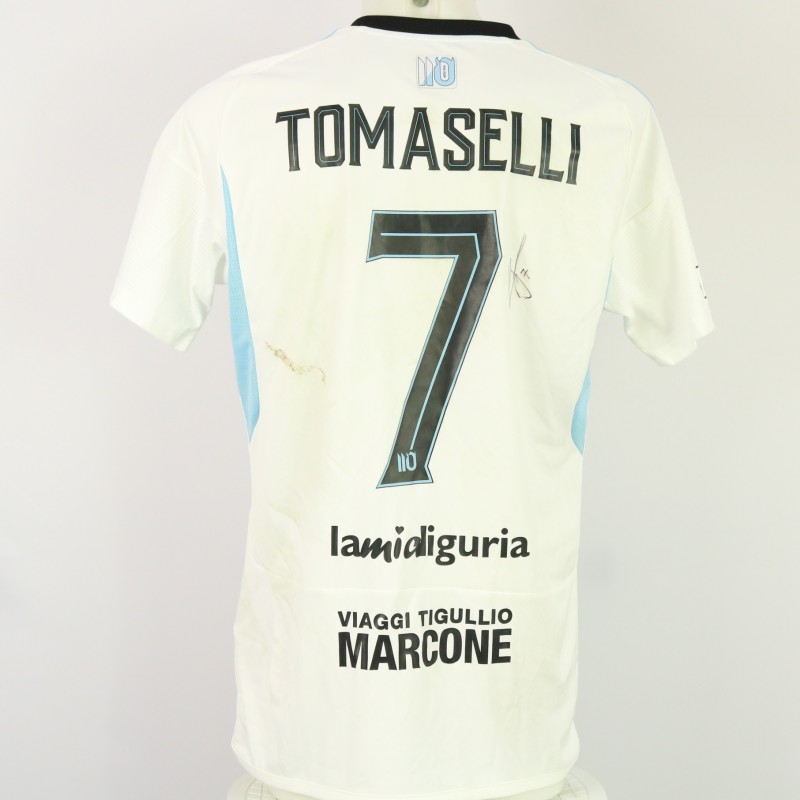 Tomaselli's unwashed Signed Shirt, Virtus Entella vs Lucchese 2024, Special 110 Years 