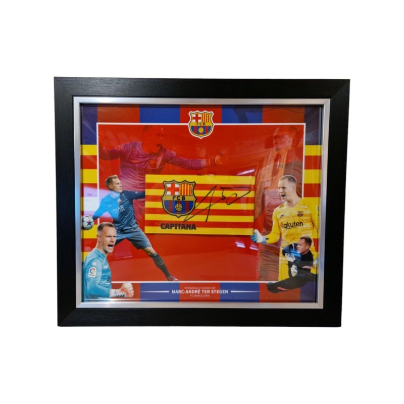 Marc-Andre ter Stegen's Barcelona Signed and Framed Captains Armband