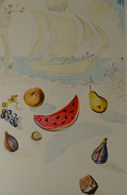 Salvador Dalì "Ship and fruits"
