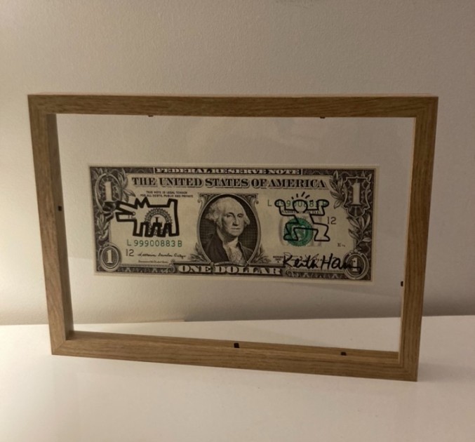 Dollar hand-drawn and signed by Keith Haring