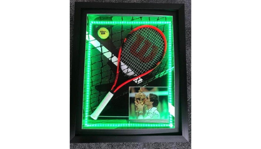 Signed Photo & Racket Display of Tennis Legend, Roger Federer