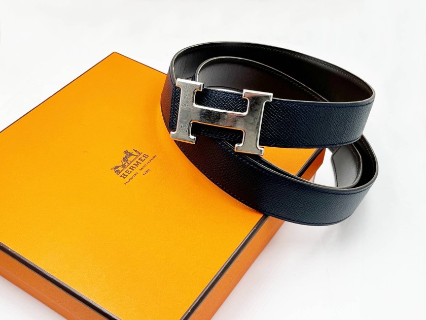 Hermes Constance Silver H Black Belt 