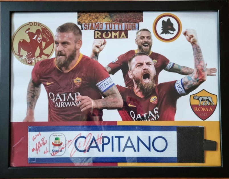 De Rossi's Framed Captain Armband, Serie A 2018/19 - Signed with Dedication