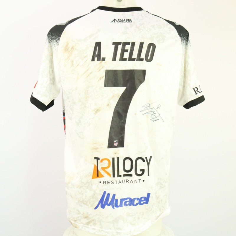Tello's Unwashed Signed Shirt, Taranto vs Catania 2024