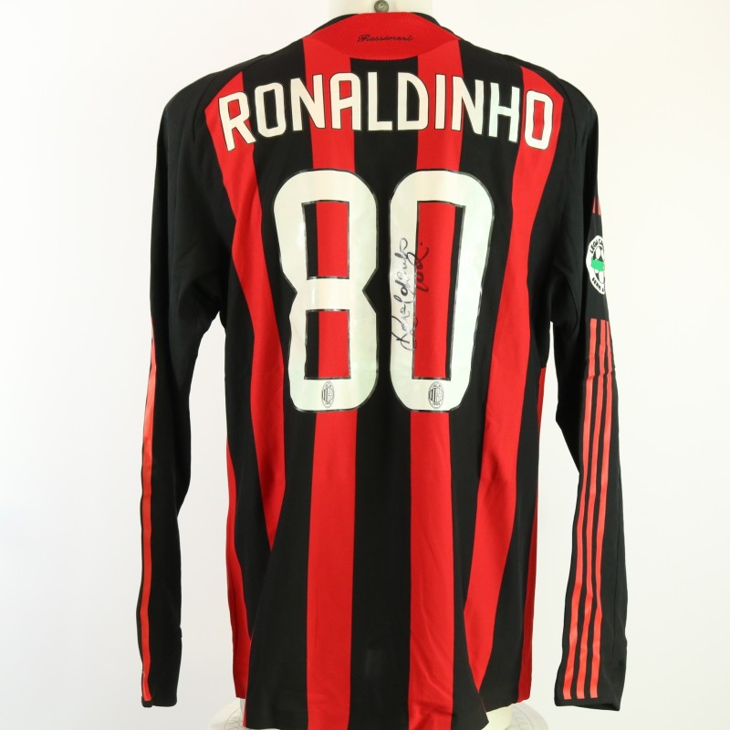 Ronaldinho Milan Signed Match Shirt, 2008/09 