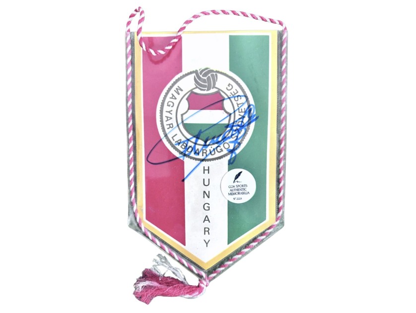 Hungary Official Pennant, FIFA World Cup 1982 - Signed by Ferenc Puskas