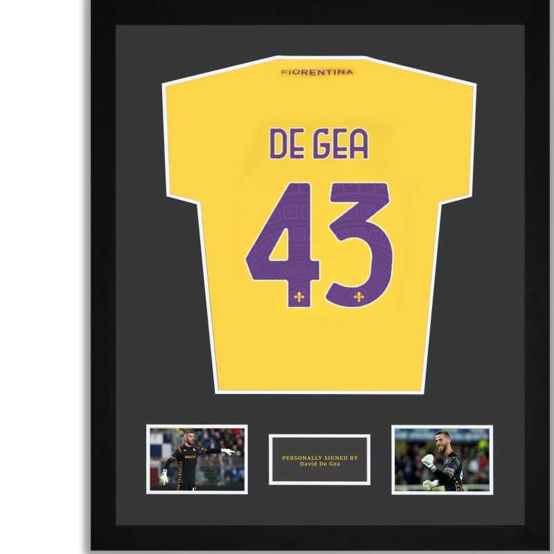 Maglia ACF Fiorentina 2025/26 di De Gea - Autografata con dedica personalizzata e incorniciata