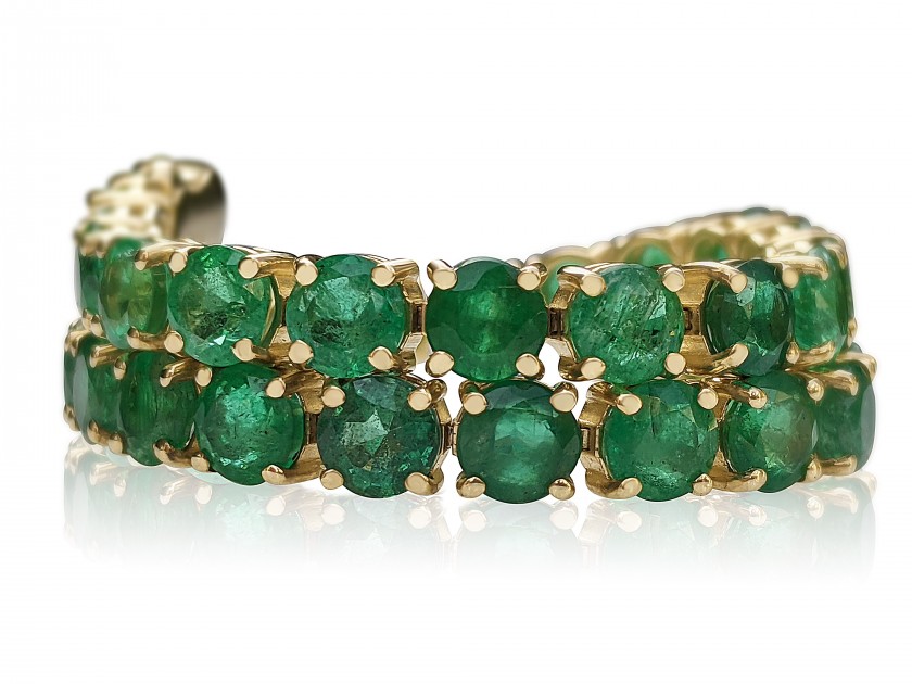 19.19 Carat Natural Emerald 14K Gold Tennis Riviera Bracelet