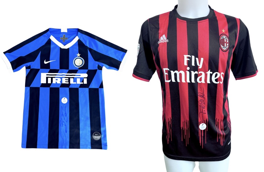 Collection of Two Inter and Milan Replica Shirts - Signed by Giuseppe Bergomi and Paolo Maldini