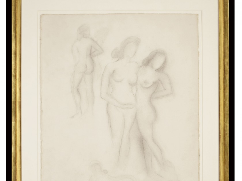 "Les Trois Graces" of Salvador Dali, Original Pencil Drawing