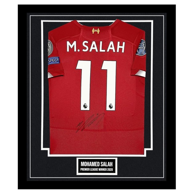 Mo Salah's Liverpool Premier League 2020 Signed and Framed Shirt