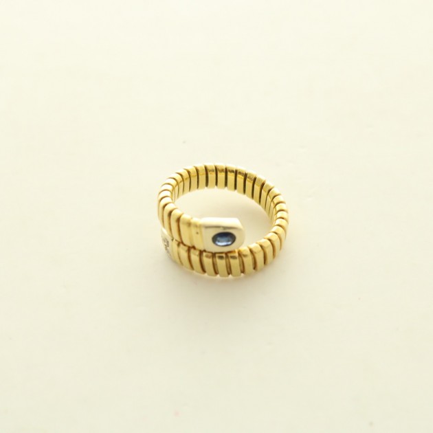 Anello d’epoca in oro giallo 18 ct. con diamanti e zaffiro