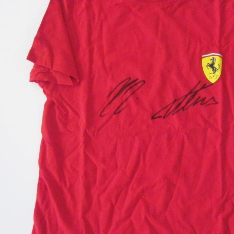 Ferrari childs t-shirt signed by Alonso and Räikkönen