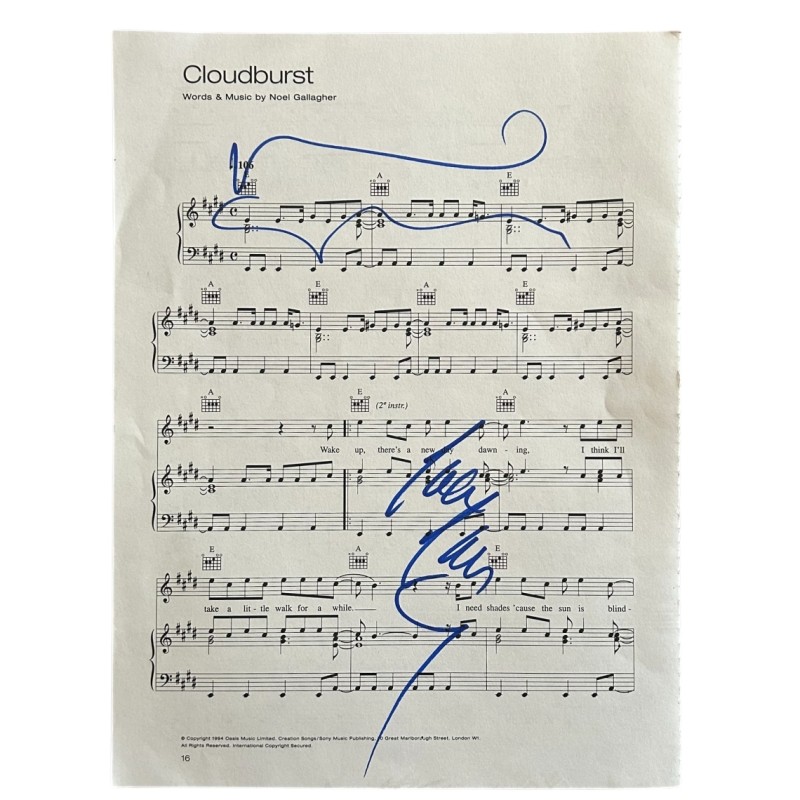 Oasis Signed Sheet Music