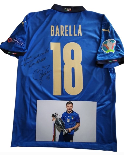 Barella's Italy vs England Signed Match-Issued Shirt, EURO 2020 Finals