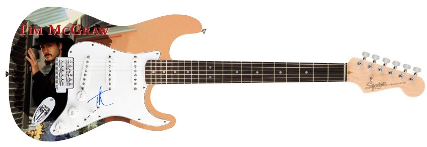 Tim McGraw Signed Pickguard on a Custom Fender Guitar