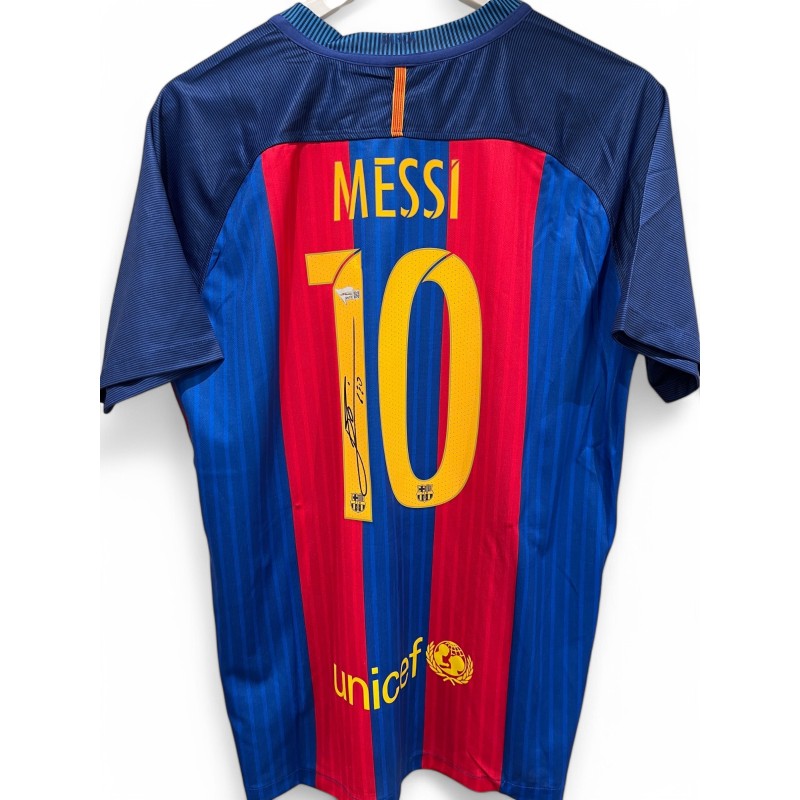 Camicia replica firmata di Lionel Messi del FC Barcelona 2016/17