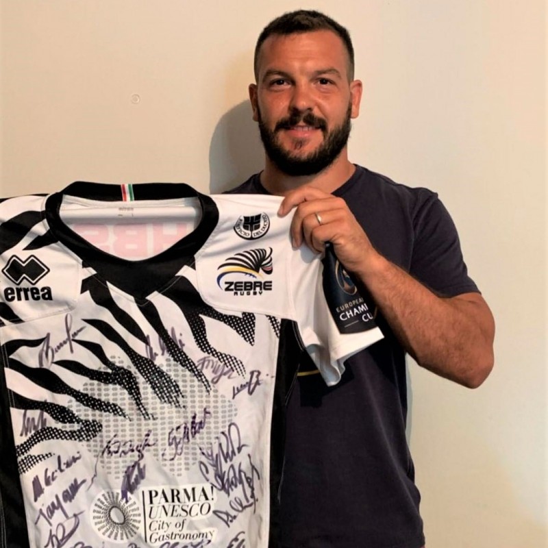 Palazzani's Zebre Rugby Shirt, 2016/17 - Signed by the Team