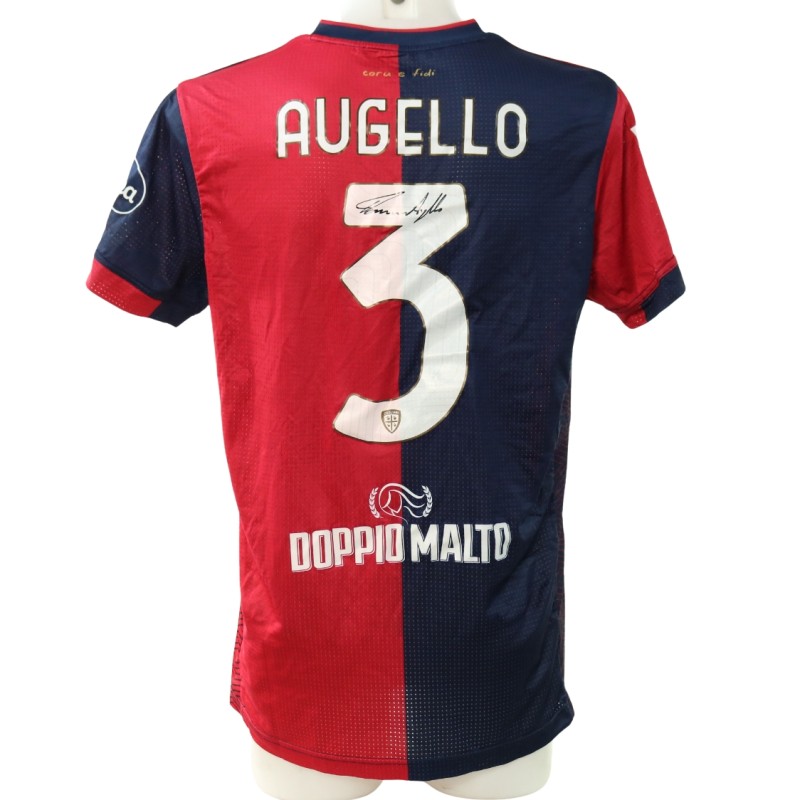 Maglia Augello Unwashed, Cagliari vs Hellas Verona 2024 - Autografata