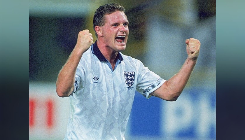 Gascoigne's England Retro Shirt, 1990 - Signed