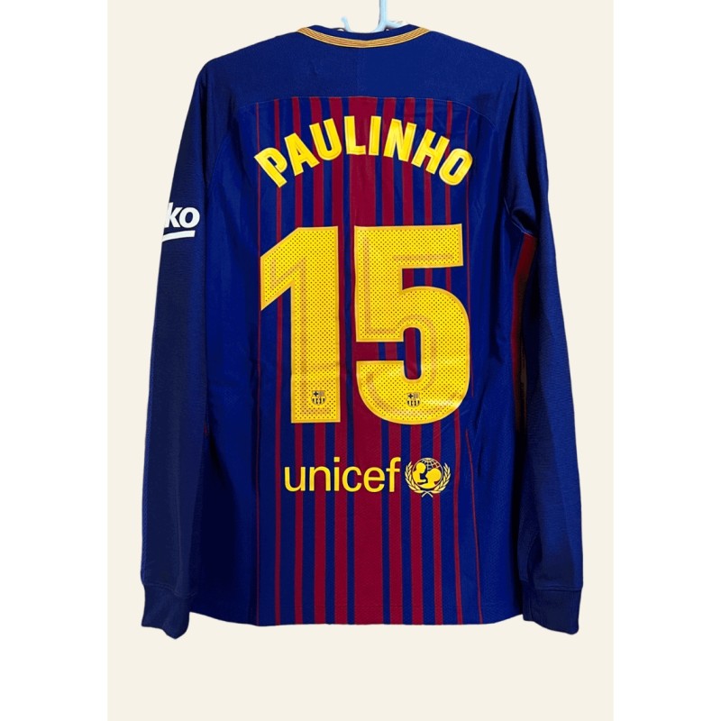 Paulinho's FC Barcelona 2017/18 Match-Issued Shirt