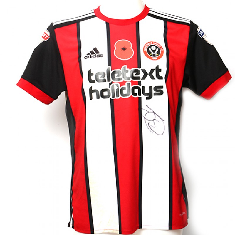 Signed match-worn Poppy shirt from Sheffield United's Jack O'Connell