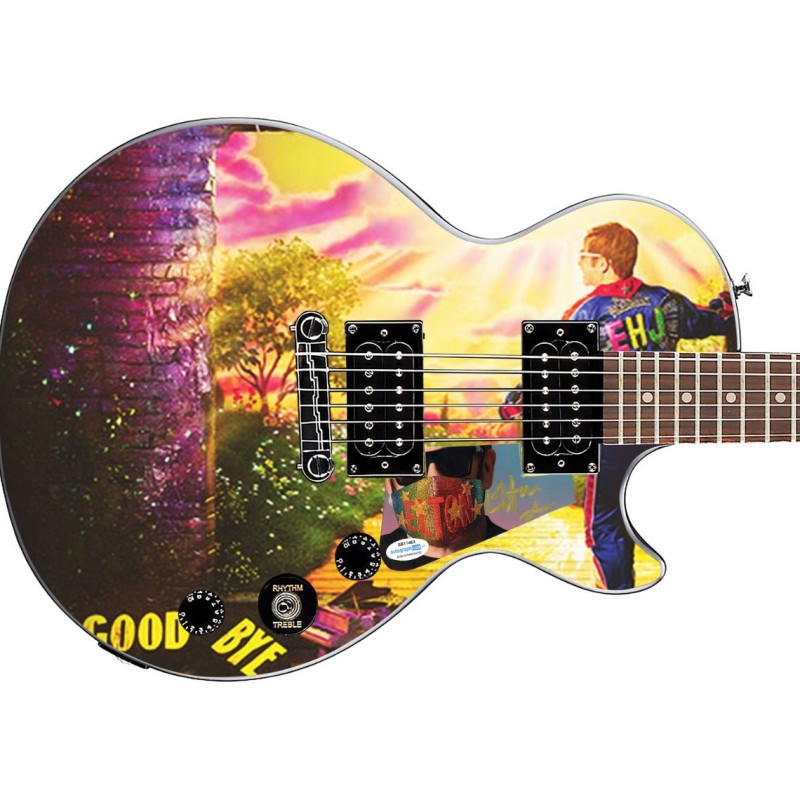 Elton John Signed Custom Graphics Epiphone Guitar