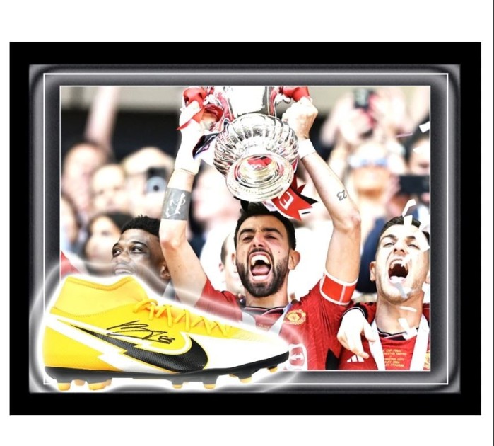 Bruno Fernandes' Manchester United Signed and Framed Football Boot