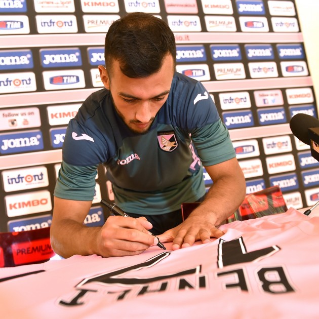 Palermo shirt celebrating new player Benali - signed