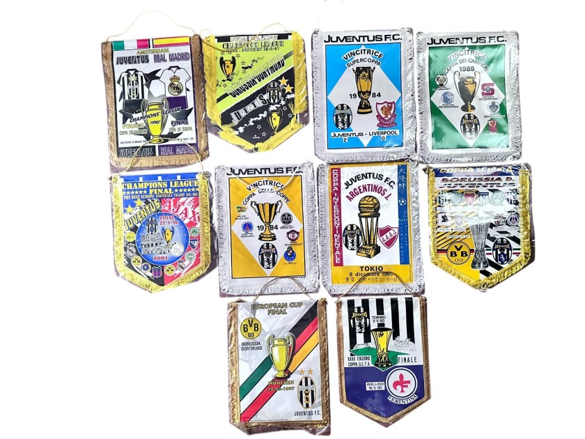 Juventus' European Finals Collection of Ten Official Pennants