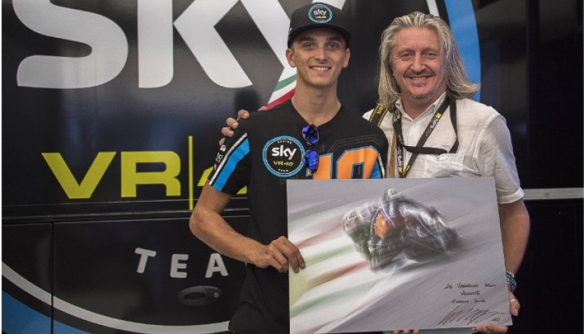Signed Photo and Knee Sliders Worn by Luca Marini 