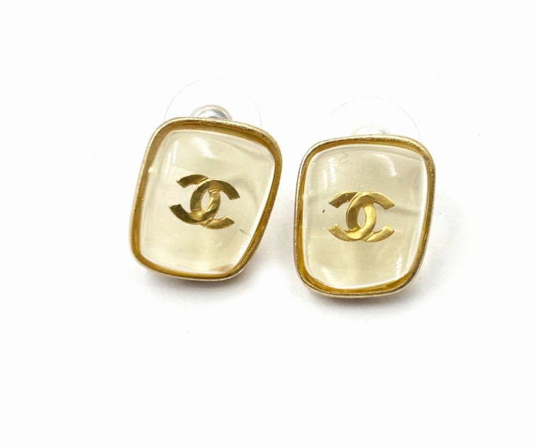 Orecchini Chanel vintage con piercing CC in oro