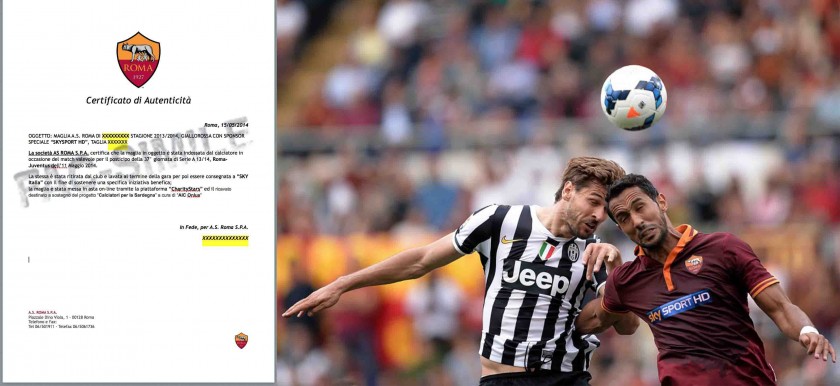 Maglia Benatia Roma indossata in Roma-Juventus, Serie A 13/14 - coa ufficiale AS Roma