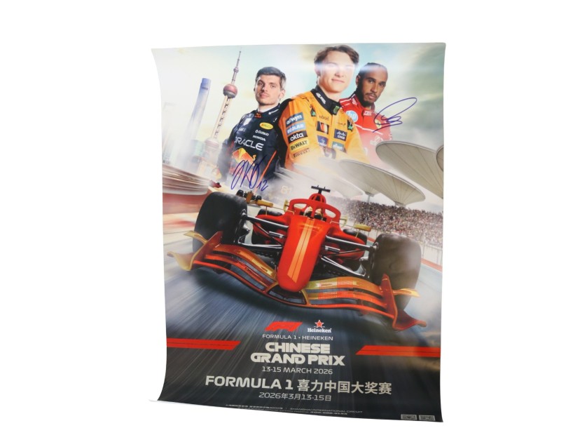 Formula 1 Chinese Grand Prix 2026 Poster - Signed by Lewis Hamilton and Kimi Antonelli